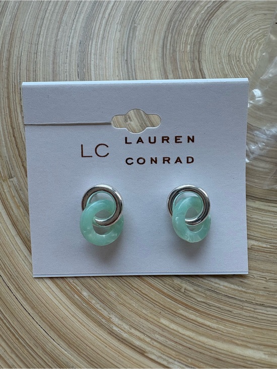 LC Lauren Conrad Jewelry - ⭐️ LC Lauren Conrad Mint Green and Silver Interlocking Hoop Studs